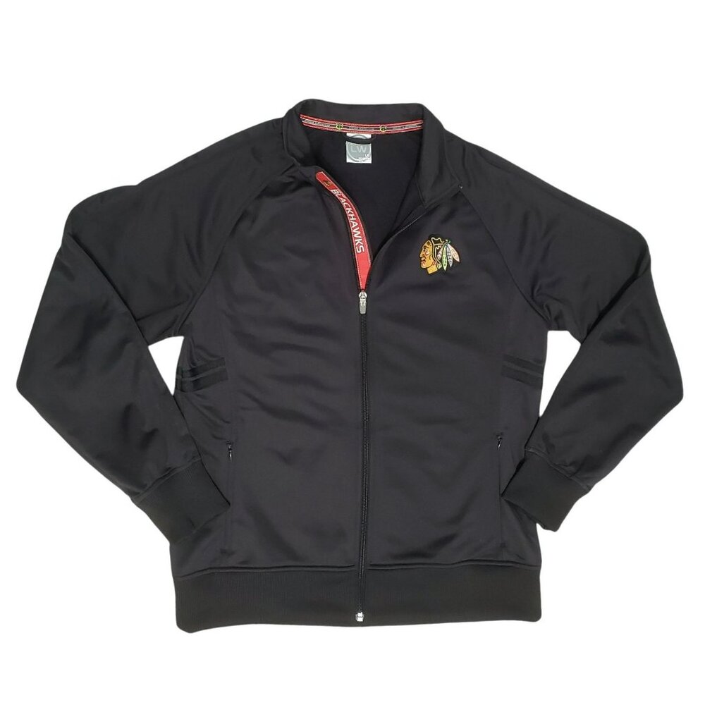 NHL Chicago Blackhawks Hockey Jacket Full-Zip Sweatshirt Black Sports Apparel